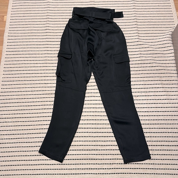 A.L.C Black Satin Adam Tie Waist Cargo Pants - Picture 7 of 7